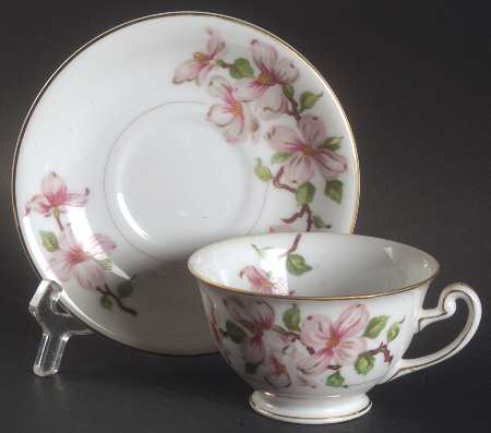 Dogwood Footed Cup & Saucer Set