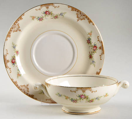 Aristocrat Footed Cream Soup Bowl & Saucer Set