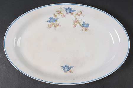 Bluebird (Blue Trim) 13" Oval Serving Platter