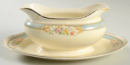 Blue Dawn Gravy Boat with Attached Underplate