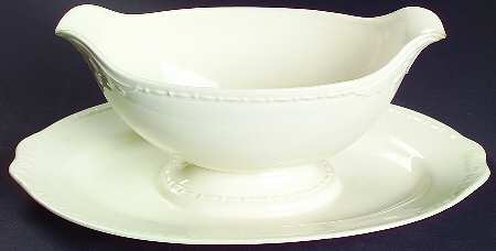 Eggshell Georgian (Also A Shape) Gravy Boat with Attached Underplate