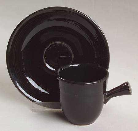 Fiesta Black (Intro 1986) Stick Handle Demitasse Cup & Saucer Set