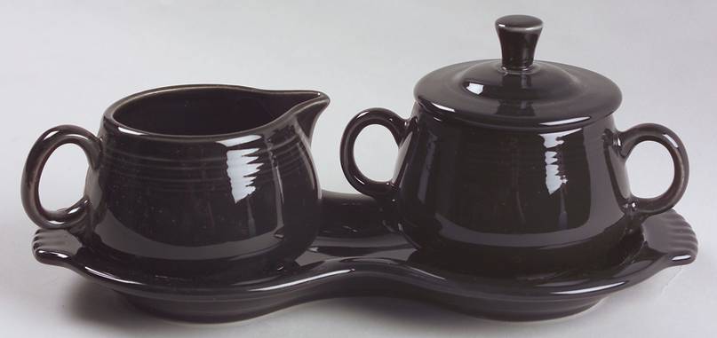 Fiesta Black (Intro 1986) Creamer & Sugar with Lid & Tray Set
