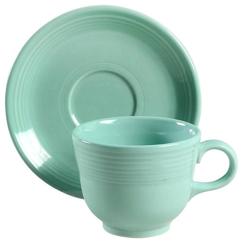 Fiesta Sea Mist Green (Intro 1989) Flat Cup & Saucer Set