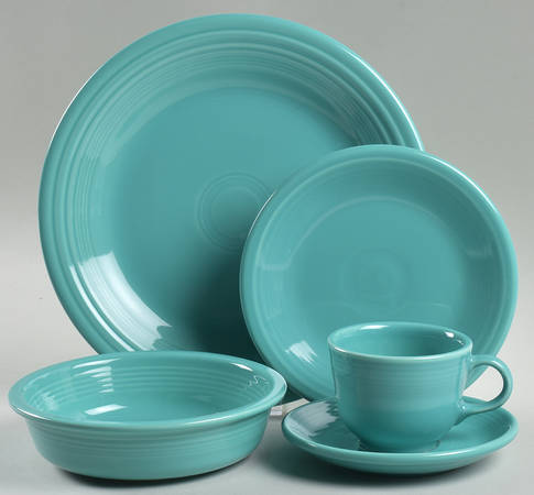 Fiesta Turquoise (Intro 1986) 5 Piece Place Setting by Homer Laughlin 