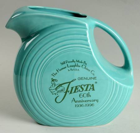 Fiesta Turquoise (Intro 1986) 60 Anniversary Disk Pitcher by Homer Laughlin 