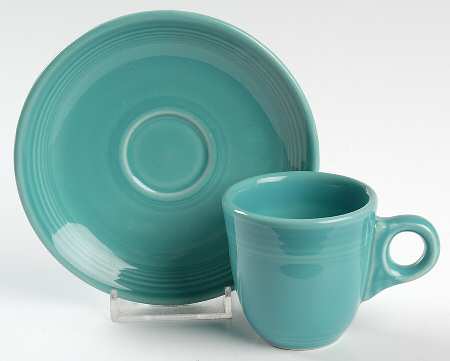 Fiesta Turquoise (Intro 1986) Flat Demitasse Cup & Saucer Set