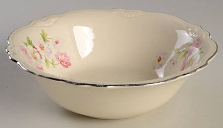 Fluffy Rose 1 (Platinum Trim) 7" Round Vegetable Bowl
