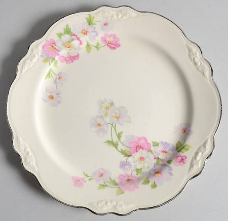 Fluffy Rose 1 (Platinum Trim) Salad Plate
