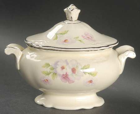 Fluffy Rose 1 (Platinum Trim) Sugar Bowl & Lid