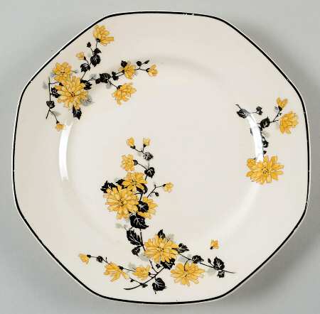Golden Rose (Yellow Floral) Dessert/Pie Plate