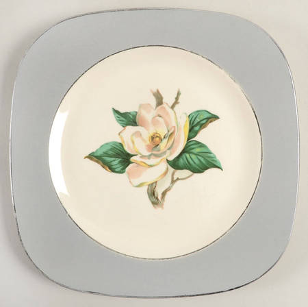 Gray Dawn (White Flower) Square Salad Plate