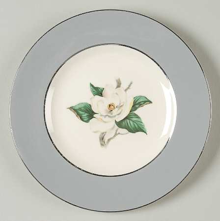 Gray Dawn (White Flower) Bread & Butter Plate