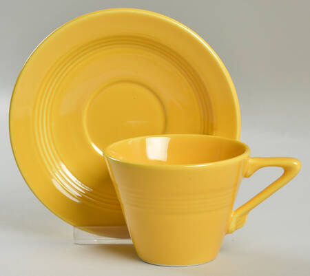 Harlequin Yellow (Newer) Flat Cup & Saucer Set