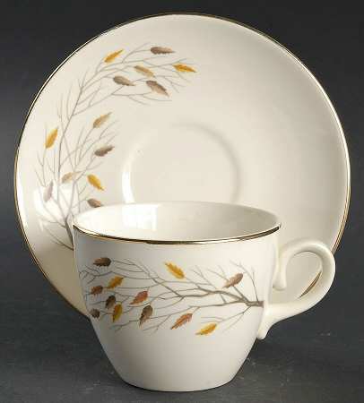 Autumn Song (Gold) Flat Cup & Saucer Set
