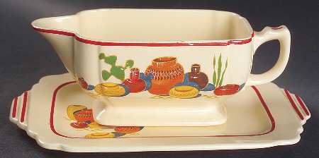 Mexicana (Century, Red Band) Gravy Boat & Underplate/Relish