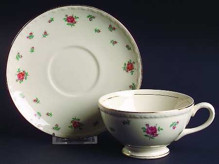 Rambler Rose (Eggshell Georgian, American Vogue) Footed Cup & Saucer Set