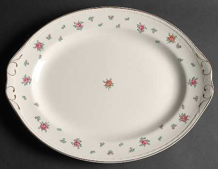 Rambler Rose (Eggshell Georgian, American Vogue) 15" Oval Serving Platter