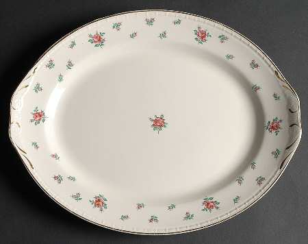 Rambler Rose (Eggshell Georgian, American Vogue) 13" Oval Serving Platter