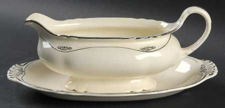 Silver Rose Patrician Silver Scroll Gravy Boat & Underplate/Relish