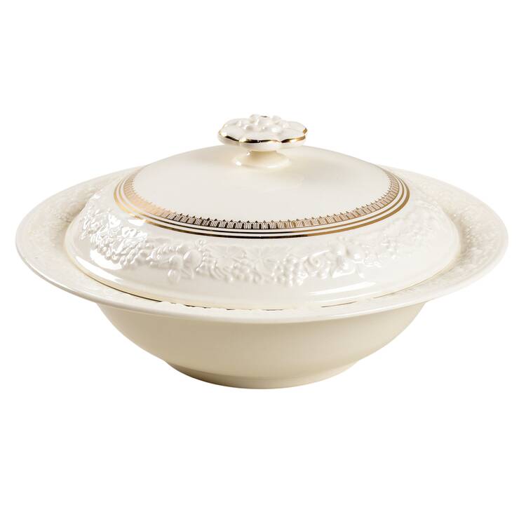 TH14 Gold Round Covered Vegetable