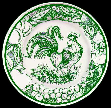 Green Rooster Toile by Haldon