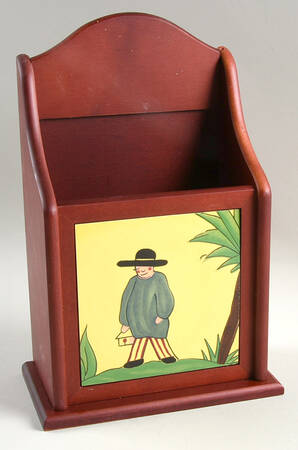 Soleil Yellow and Blue 10" Rosewood Letter Holder  HC
