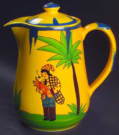 Soleil Yellow and Blue Coffee Pot & Lid