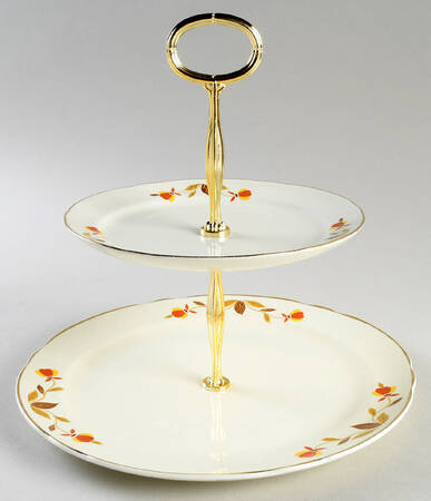 Autumn Leaf 6 5/8"-10"  2 Tiered Serving Tray (Dp, Sp) HC