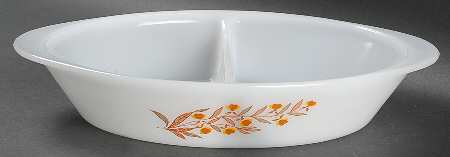 Autumn Leaf Glassware Divided Oval Vegetable Bowl