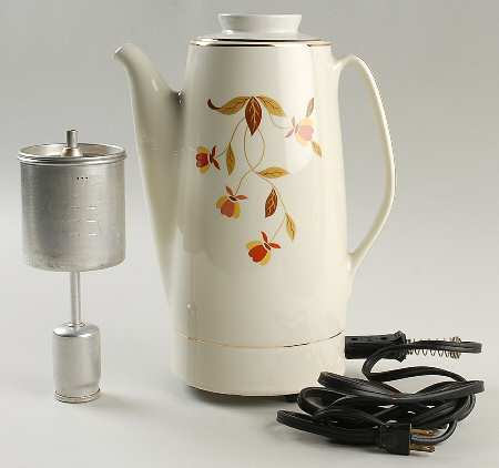 Autumn Leaf Electric Percolator & Lid W/Cord, Drip Basket