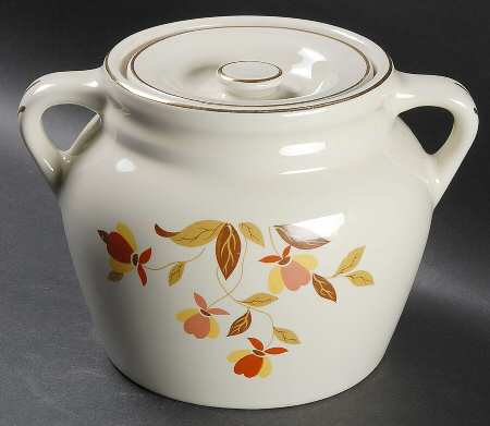 Autumn Leaf 2 1/4 Qt 2 Handled Bean Pot & Lid