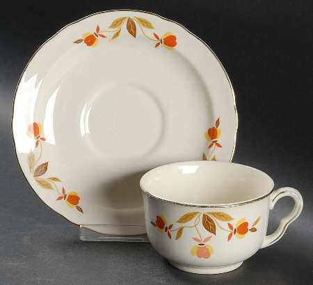 Autumn Leaf Ruffled D Flat Cup & Saucer Set