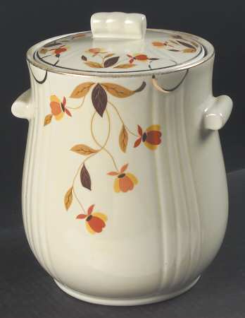 Autumn Leaf Left Decal Rayed Cookie Jar & Lid