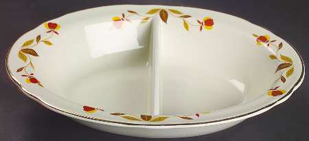 Autumn Leaf 10" Ruffled D Style Oval Divided Vegetable Bowl