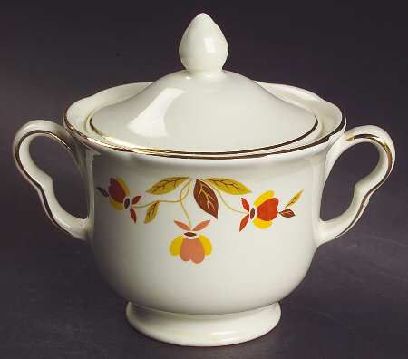 Autumn Leaf Ruffled D (40s) Sugar Bowl & Lid