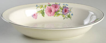 Pastel Morning Glory 10" Oval Vegetable Bowl