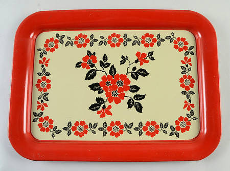 Red Poppy (Platinum Ring) Rectangular Metal Tray