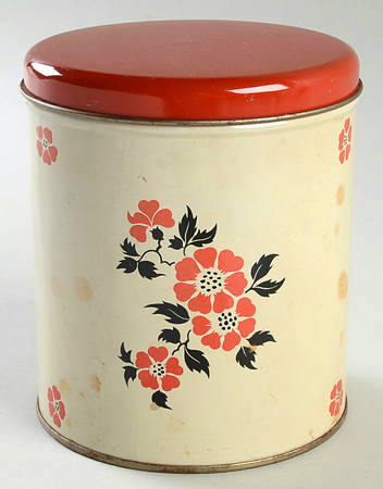 Red Poppy (Platinum Ring) Medium Metal Canister & Lid