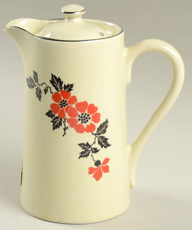 Red Poppy (Platinum Ring) St. Louis Chocolate Pot & Lid