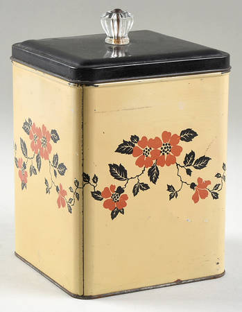 Red Poppy (Platinum Ring) Large Square Metal Canister