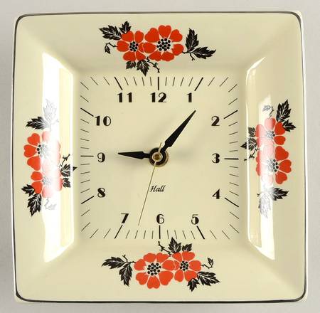 Red Poppy (Platinum Ring) Hanging Wall Clock