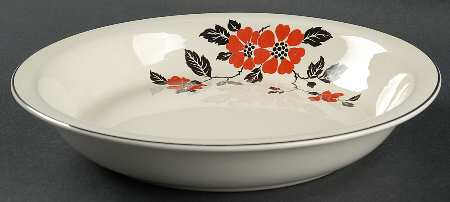 Red Poppy (Platinum Ring) Pie Serving Plate