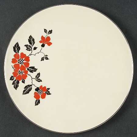 Red Poppy (Platinum Ring) Cake Plate by Hall