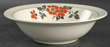 Red Poppy (Platinum Ring) 9" Round Vegetable Bowl