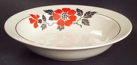 Red Poppy (Platinum Ring) Rim Fruit/Dessert (Sauce) Bowl