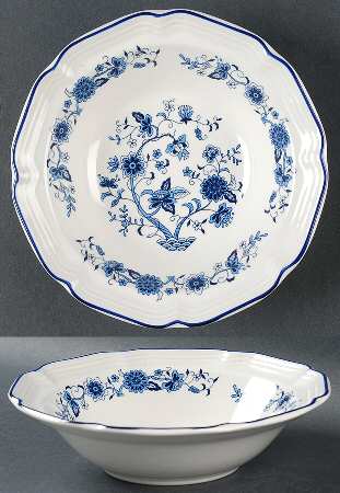 Seine Blue (Scalloped, Blue Trim) Rim Cereal Bowl