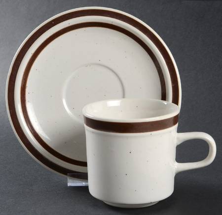 Brown Stone Flat Cup & Saucer Set