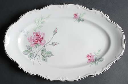 Enchanted Rose Pink 15" Oval Serving Platter by Home Arts