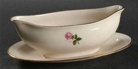 Provincial Rose Gravy Boat with Attached Underplate